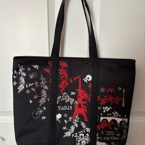 Lancome Black and Red Large Totebag Paris France Chic Stylish EUC
